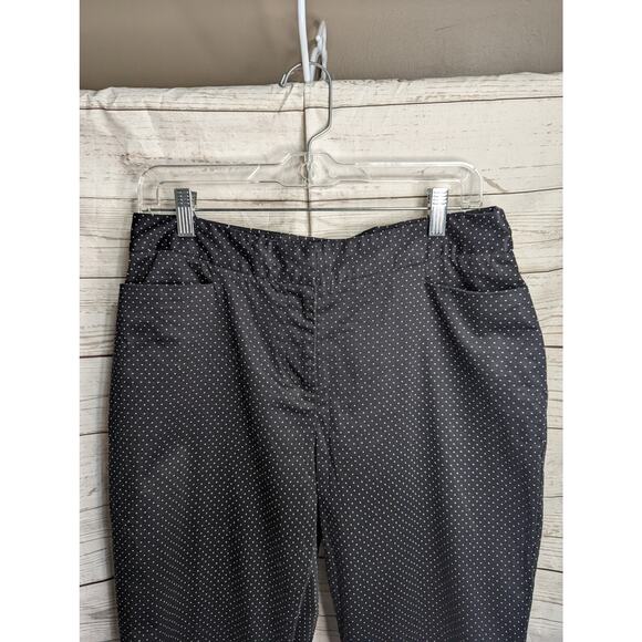 Talbots Black White Polka Dot Ankle Pants Size 10 Flat Front Pockets‎ 25" Inseam - Picture 3 of 9